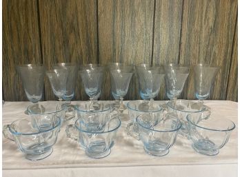 Lovely Set Of Vintage Blue Glassware