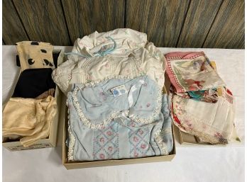 Vintage Used Linens, Scarves And Nightwear