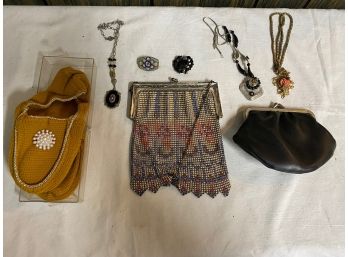 Small Vintage Purses, Slippers And Jewelry