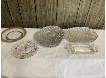 Vintage Glass Serving Trays And Plates