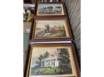 Three Vintage Currier & Ives Lithographs