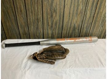 Vintage Bat And Baseball Glove
