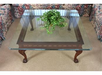 Ornate Glass Top Coffee Table