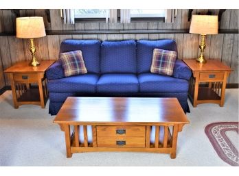 Peters Revington Furniture Mission Oak End Tables, Coffee Table And Lamps