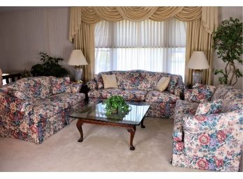 Clayton Marcus Floral Print Upholstered Sofa And Loveseats