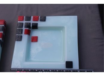 Incredible Hand-Blown Glass Dinner & Salad Plates Set Of 6