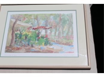 Pierre Jean Llado Signed Framed & Double Matted 'Promenade Et Fleurs' Print