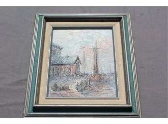 Lovely Original Oil 'Dockside' By W. Haywood