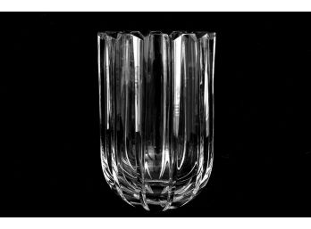Heavy Ribbed Crystal Scalloped Edge Vase