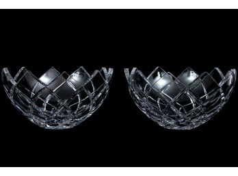 Set Of Two Crystal Jagged Edge Diamond Patterned Bowls