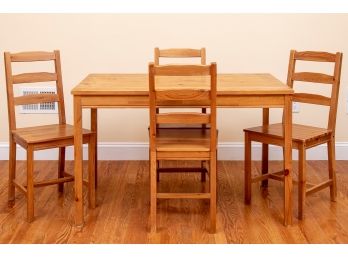 Ikea JOKKMOKK Solid Pine Wood Dining Table With Four Matching Chairs