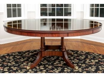 Custom Millender Swirl Heirloom Mahogany Dining Room Table With Glass Top (RETAIL $8,317-see Receipt)