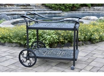 Fortunoff Cast Aluminum Rolling Bar/Serving Cart