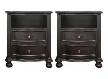 Pair Of Seven Seas By Hooker Two Drawer Nighstands With Glass Top