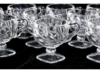 Set Of Eleven Vintage Punch Bowl Footed Cups With Handles