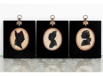 Set Of Three Bohemia English Framed Signed And Dated Silhouettes