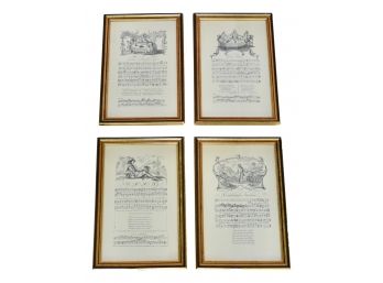 Set Of Four George Bickham Jr. (ca. 1705-1758) Framed Music Sheets