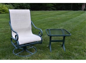 Fortunoff Sling Aluminum Swivel Rocker And Matching Table