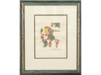 Original Peg Wheeler Hope Embossed Pine Warbler Framed Art Print