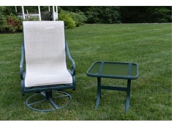 Fortunoff Sling Aluminum Swivel Rocker And Matching Table