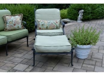 Fortunoff Naples Aged Bronze Cast Aluminum Chair, Ottoman, Cushions And Pillow