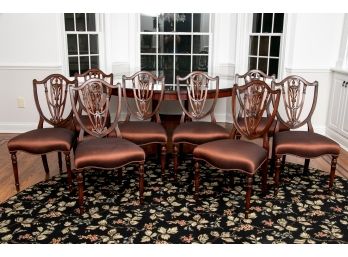 Set Of Eight Theodore Alexander Shield Back Dining Room Chairs (RETAIL $3,560-see Receipt)