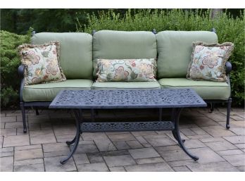 Fortunoff 'Naples' Aged Bronze Cast Aluminum Sofa With Cushions And Table