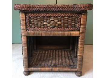 Brown Wicker Nightstand/Side Table
