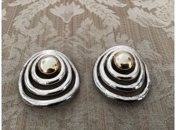 Sterling Silver Earrings In Tri-circular Design