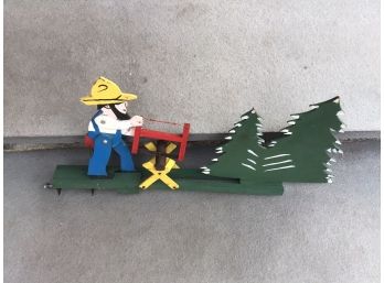 Whirl-a-gig Of Farmer Sawing Logs