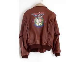 Vintage Warner Bros Bugs Bunny Retro Style Soft Leather Bomber Jacket Size XL Made In USA