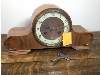 Great Looking Antique German HERMLE Mantle Clock -  W/Signed Original Key - Clock (B)