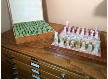 Fabulous Vintage Solid Onyx CHESS SET Completely Handmade All Carved  GREAT SET !