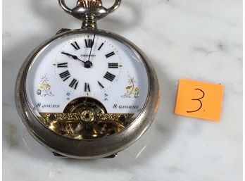 (lot 3) Incredible Antique Skeleton Breguet / Presto Eight Hour Pocketwatch 800 Silver