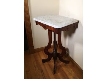 Fabulous Antique Victorian Walnut Marble Top Lamp Table - C1880 - C1900 - GREAT PIECE !