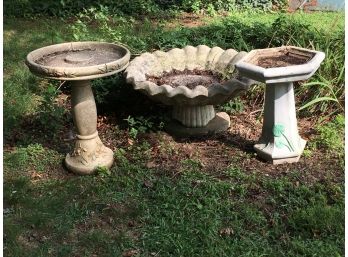 Wonderful Lot Of Three ( Yes THREE ) Vintage Birdbaths TONS Of Character Great Patina - ALL FOR ONE BID !