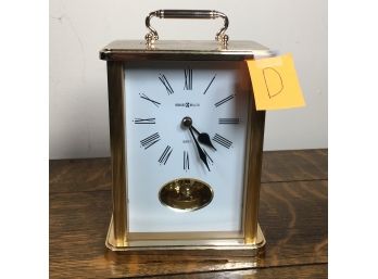 Very Elegant HOWARD MILLER Carriage Clock With Brass Tone Finish -  Battery Operated - Clock (D)