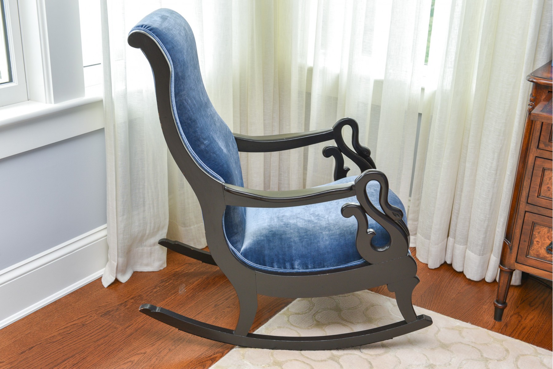 Upholstered Gooseneck Wood Rocking Chair #653064