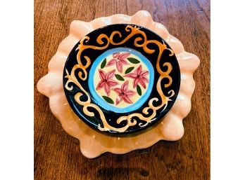 Hand Painted Platter And Bowl With Flower