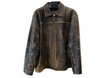 Saks Fifth Avenue Distressed Leather Jacket- XL
