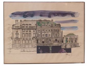 Original Charles Addams Watercolor -Signed Charles Addams 1975