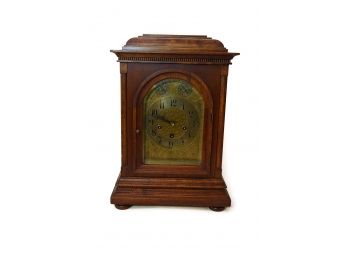 Antique Mahogany And Brass Tone Mantel Clock