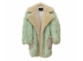 COACH Pastel Green Faux Fur Fluff Coat- Size XS
