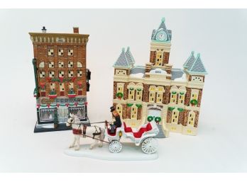 Collectible Department 56 - 3 Christmas The City Series Buildings And Carriage