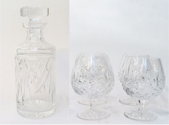 Waterford Crystal Brandy Decanter & 4 Snifters