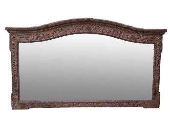 Vintage Carved Wall Mirror With Floral And Vine Design