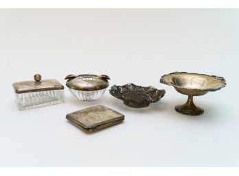 Collection Of Silver Plate Tabletop And Smoking Accessories