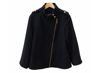 Dana Buchman Black Coat With Leopard Print Lining- Size S