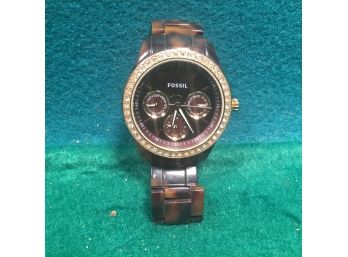 FOSSIL Chronograph Wrist Watch With Original 'Tortoise Shell' Band.