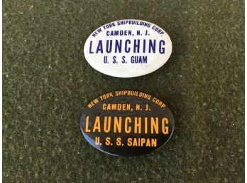 World War II United States Navy Launching Pins. Aircraft Carrier USS Saipan And Cruiser USS Guam.